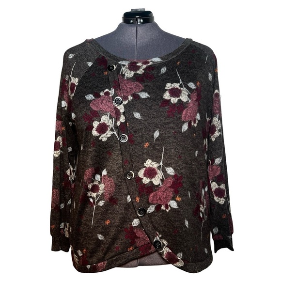 Maurices Floral Asymmetrical Floral Sweater (Size 2X) - Picture 1 of 7